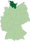 Map of Germany:Position of Schleswig-Holstein highlighted