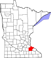 State map highlighting Goodhue County