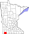 State map highlighting Nobles County