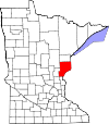State map highlighting Pine County