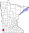 State map highlighting Pipestone County