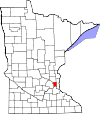 State map highlighting Ramsey County
