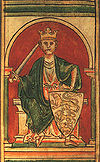 Richard the Lionheart, an illustration from a 12th century codex