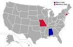 Map - College Hockey - Independents states.svg