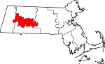 State map highlighting Hampshire County