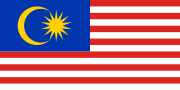 Flag with 14 alternating red and white stripes along the fly and a blue canton bearing a crescent and a 14-point star.
