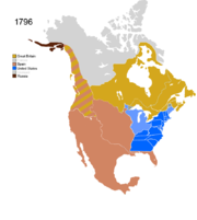 Map showing Non-Native Nations Claim_over NAFTA countries circa 1796