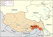 Location of Nyingchi Prefecture in the Tibet Autonomous Region