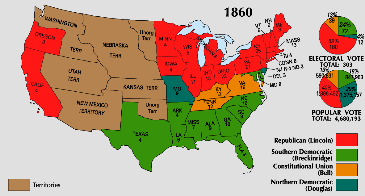 electoral map of 1860