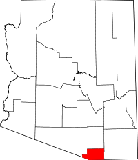 Map of Arizona highlighting Santa Cruz County
