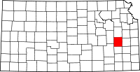 Map of Kansas highlighting Coffey County