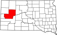 Map of South Dakota highlighting Meade County