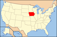 Map of the U.S. highlighting Iowa
