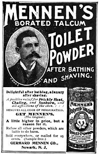 Mennen's Borated Talcum Toilet Powder, 1898.jpg