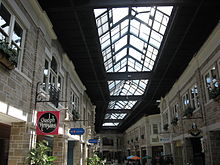 Windows above the shops.