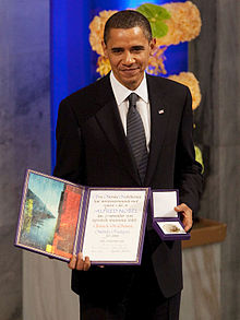 Barack Obama with the Nobel Prize.