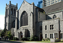 A large, stone church.