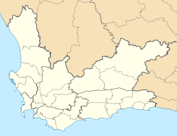 Gansbaai is located on the southern coast of the Western Cape Province, southeast of Cape Town and west of Cape Agulhas, the southernmost point of Africa.