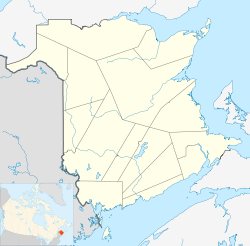 Location of McAdam within New Brunswick. Represented by the red dot.