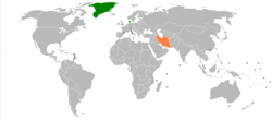 Map indicating locations of Denmark and Iran