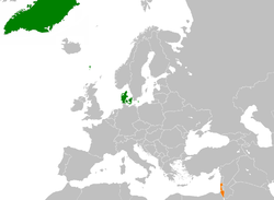 Map indicating locations of Denmark and Israel