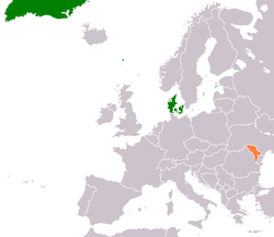 Map indicating locations of Denmark and Moldova