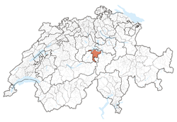 Map of Switzerland, location of Nidwalden highlighted
