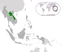 Location of  Laos  (green)in ASEAN  (dark grey)  —  [Legend]