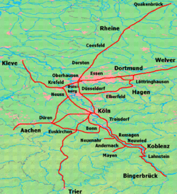 Network of the former Rhenish Railway Company