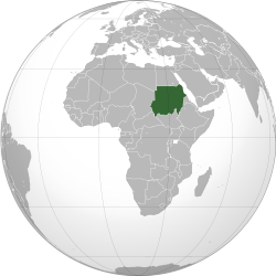 Location of  Sudan  (dark blue)– in Africa  (light blue & dark grey)– in the African Union  (light blue)  —  [Legend]