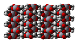 Space-filling model of part of the crystal structure of mercury(II) acetate