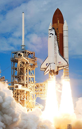 Space Shuttle Discovery begins liftoff at the start of STS-120.