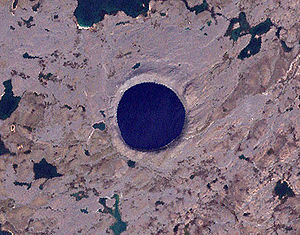 Image of Pingualuit Crater from Landsat 7 satellite image.