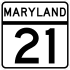 Maryland Route 21 marker