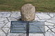 Image of the Tecumseh Stone, and accompanying plaque, at Fort Malden; Tecumseh reportedly stood on the stone to address British troops after the Battle of Lake Erie