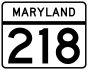 Maryland Route 218 marker