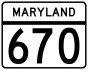 Maryland Route 670 marker