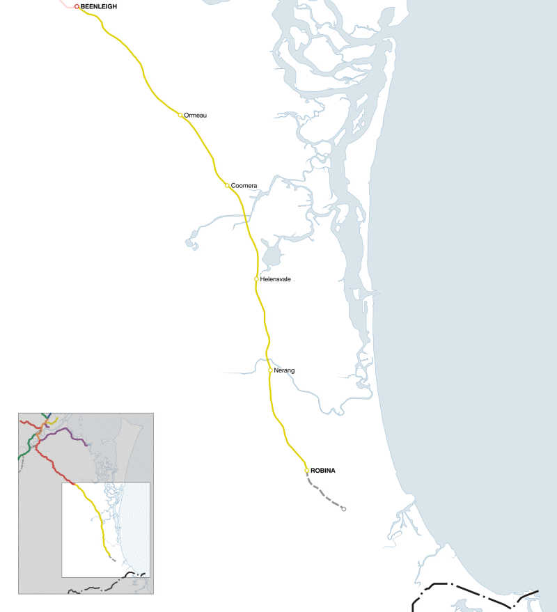 brisbane gold coast map. Gold Coast railway line,