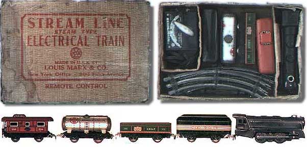 An O Scale Marx train set made in the late 1940s or early 1950s.