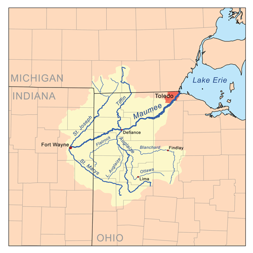 caption = Map of the Maumee River watershed showing the Auglaize River.