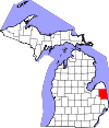 State map highlighting Sanilac County
