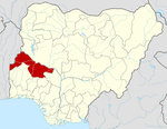 Map of Nigeria highlighting Kwara State