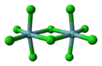Ball-and-stick model of niobium pentachloride