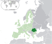 Map showing Romania in Europe