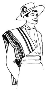 sketch of man wearing sarape