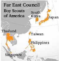 Far East Council American Scouting overseas map.svg