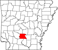 Map of Arkansas highlighting Dallas County