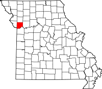 Map of Missouri highlighting Clay County
