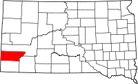 Map of South Dakota highlighting Custer County