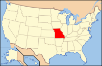 Map of the U.S. highlighting Missouri
